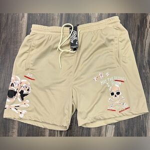 Reason Tan Graphic Skull Shorts